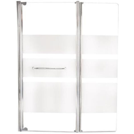 Pare-baignoire 2 volets 3 bandes blanches - L 120 x H 140 cm - ELMER By Ayor (1/3)