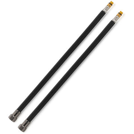 2 Flexibles sanitaires NOIR POLYMÈRE Øintér.8mm - Femelle 3/8" ACIER NOIR - Mâle M10x1 - 400mm - TAQ PREMIUM