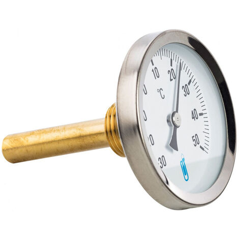 Thermador – Thermomètre à plongeur 45 mm axial – Plage 0 à 120°C – Cadran Ø100 mm – Raccord ½ pouce pour applications variées