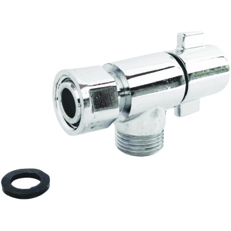Somatherm – Robinet d'arrêt équerre 3/8'' M12/17 – Finition chromée – Pression jusqu'à 6 bars – Température max 90°C – Joint EPDM inclus (1/5)