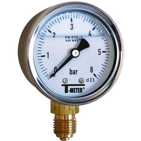 Sferaco – Manomètre chauffage central inox à bain de glycérine – Pression max 6 bar – Mâle 1/4" – Boîtier IP65 – Double graduation bar/psi