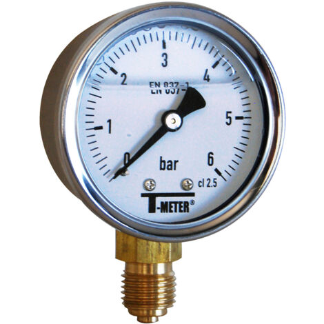 Manomètre boitier inox à bain de glycérine RADIAL Mâle 1/4" (8/13) - Pression 0 / 40 bar - Sferaco (1/2)