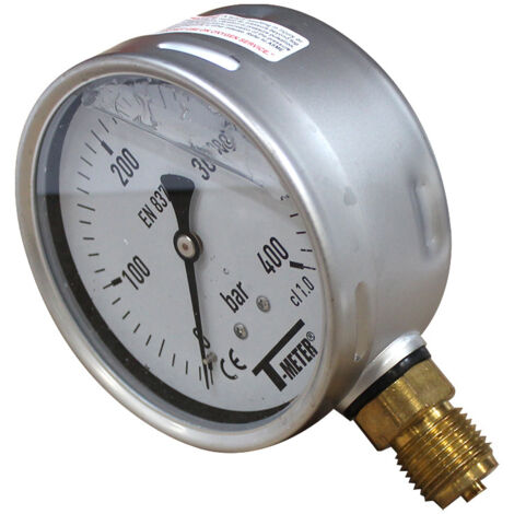 Manomètre Bain Glycérine Inox Sferaco - Axial Mâle 1/4 (8/13) - Pression -1/+1 Bar - Idéal Pour Fluides Gazeux Et Liquides