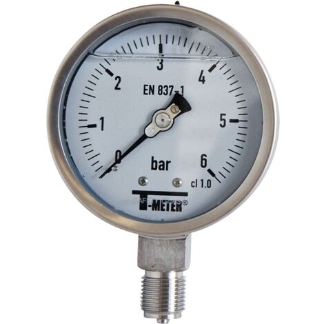 Manomètre TOUT Inox à bain de glycérine RADIAL Mâle 1/2" (15/21) - Ø100 - Pression 0 / 40 bar - Sferaco (1/2)