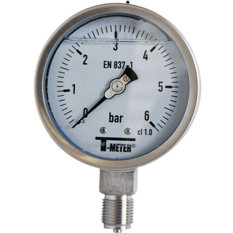 Manomètre TOUT Inox à bain de glycérine RADIAL Mâle 1/2" (15/21) - Ø100 - Pression 0 / 60 bar - Sferaco (1/2)