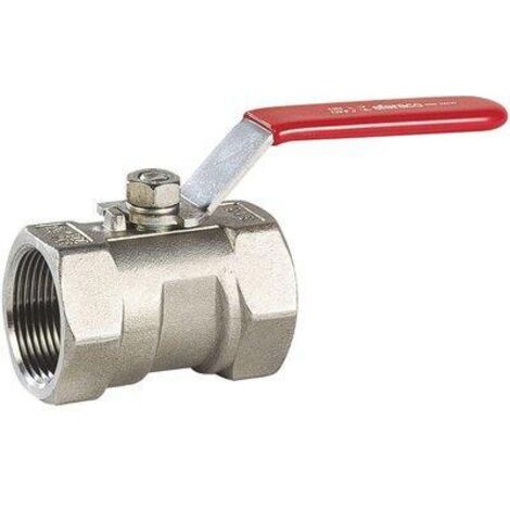 Vanne à sphère INOX monobloc passage réduit FF 3/4" (20/27) - PN40 - poignée rouge - Sferaco