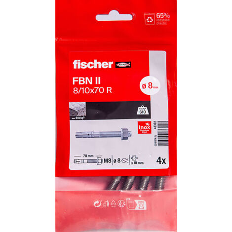 4 goujons FBN II Ø8 x 70 mm A4 /4B en acier inoxydable - Fischer (1/5)