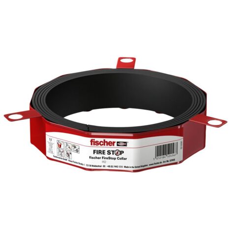 Fischer – Collier de serrage coupe-feu 110 mm – Graphite réagissant à la chaleur – Barrière contre gaz et fumées – Espacement 10 mm