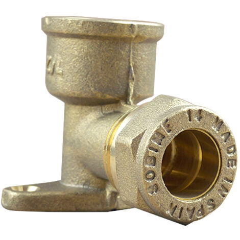 Coude bicone avec base de fixation 1/2" (15/21) Femelle - Cuivre Ø14 - Arcanaute (1/3)