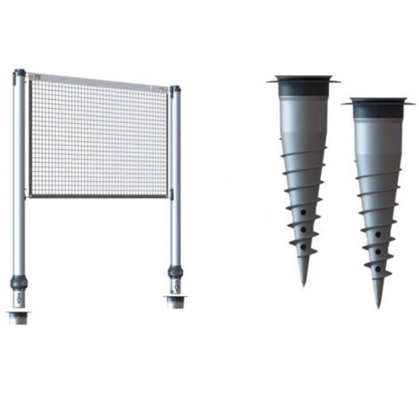 Kit poteaux multisports télescopique – 2 bases d'ancrage – Aluminium anti-UV – Système de serrage pour mâts Ø20 à Ø50 mm – Gard&Rock