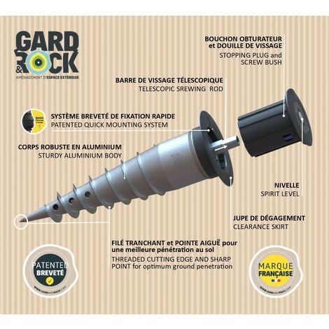 GARD&ROCK - Pied pour parasols Droits, en Aluminium - Multi