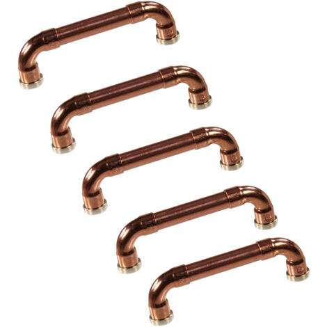 Lot de 5 Poignées de meuble cuivre "Industriel" - Entraxe 96mm Ø12 - Arcanaute