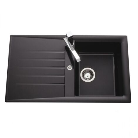 Évier de cuisine noir SLAVE - L 860 x l 500 x P 185 mm - sous-meuble 45 cm - Aquatop (1/4)