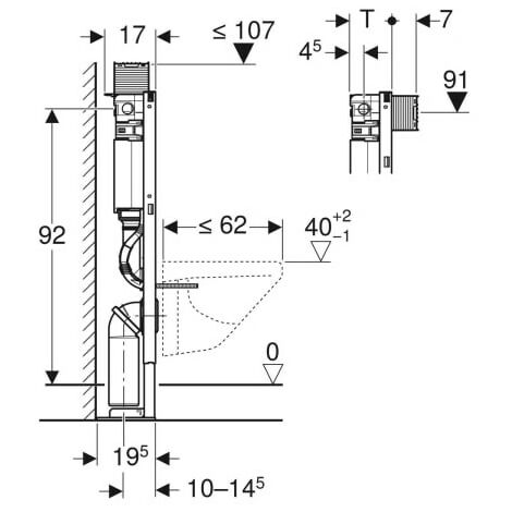Geberit Kombifix - Bâti-support Basic pour WC suspendu, 108 cm, réservoir  encastré Delta 12 cm 110.100.00.1