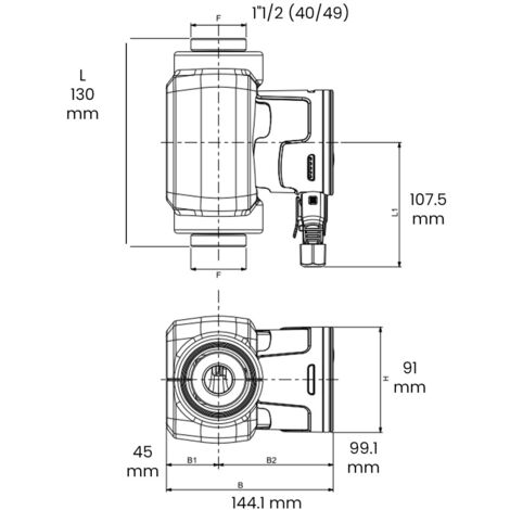 Circulateur électronique chauffage et clim EVOSTA 3 - 40/130 - L130 mm - 1"1/2 (40/49) - Thermador (1/4)