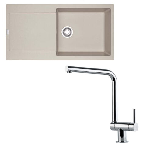 Pack évier XL Maris Fraganit café crème 970 x 500 x 200 mm + mitigeur Neptune rabattable - Franke (1/5)