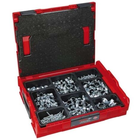 Fischer – Coffret L-Boxx plombier avec 600 accessoires – Ultra robuste pour fixation tuyauterie – Charge supportée 80 kg – 511436 (1/6)