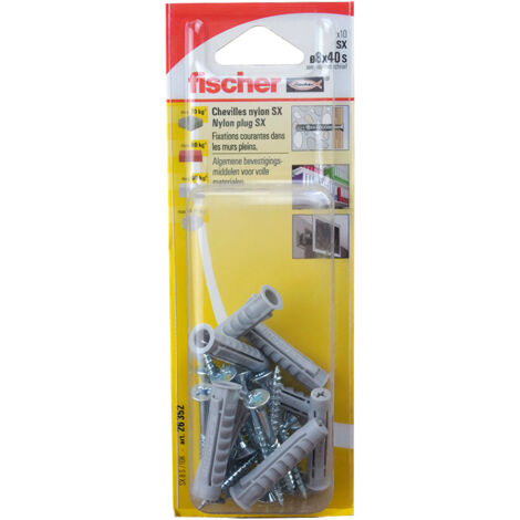 Chevilles Nylon SX 8x40 Fischer Blister 10 Fixation Fiable (1/4)