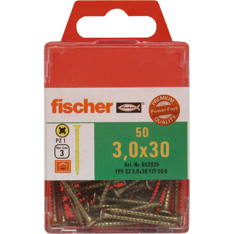 50 Vis VBA tête fraisée Power-Fast PZ1 Ø3x30 - Fischer (1/2)