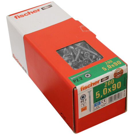 200 Vis VBA tête fraisée Power-Fast PZ2 Ø5 x 90 mm filetage partiel - Fischer (1/5)