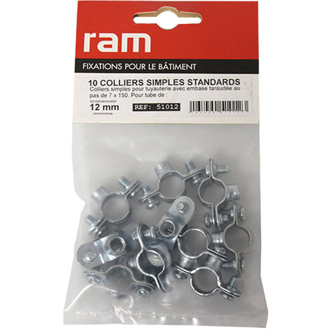 Sachet de 10 colliers simple métallique pour tube Ø12 - Ram (1/3)