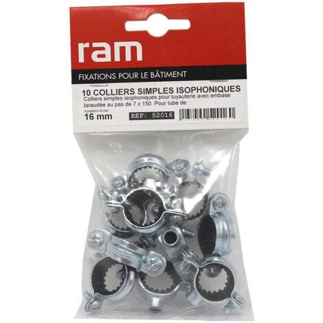 RAM - Collier métallique simple isophonique Ø16mm 10 pcs - 52016
