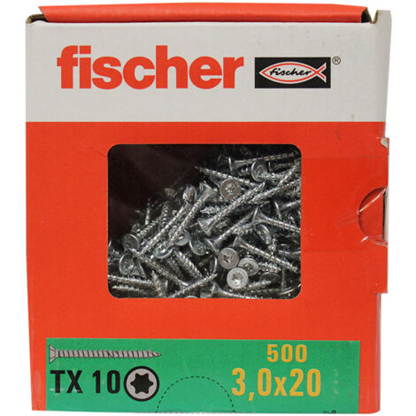 500 Vis VBA zingué blanc Power-Fast TX10 Ø3 x 20 mm - Filetage total - Fischer (1/4)