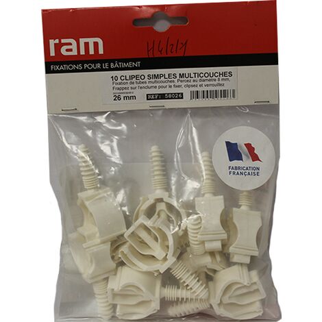10 CLIPEO simple blanc pour tube multicouche nu Ø26 - RAM (1/4)