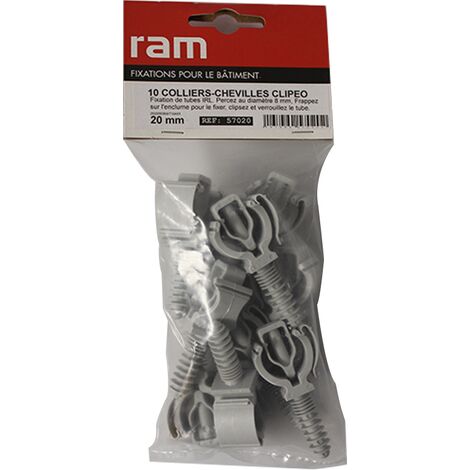 10 CLIPEO simple gris - Fixation pour tube IRL Ø20 - Ram (1/3)