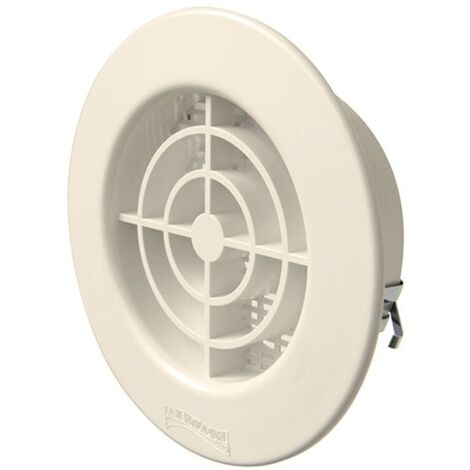 Grille ronde à encastrer plastique avec moustiquaire - Sable - Ext. Ø147 mm - Tube Ø125 mm - First Plast