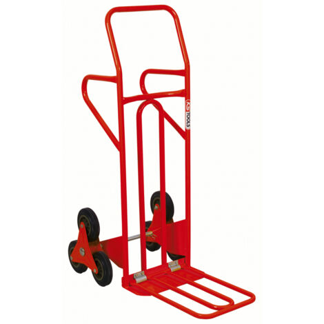 Ks Tools – Diable spécial escalier 250 kg – Construction en acier soudé – Bavette rabattable – Roues pleines pour marches – Hauteur 1285 mm (1/5)