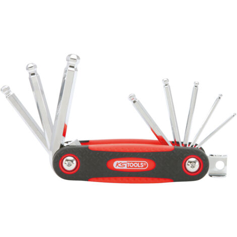 KS Tools - Jeu de 8 clés mâles 6 pans à tête sphérique sur monture - 158.3520 (1/3)
