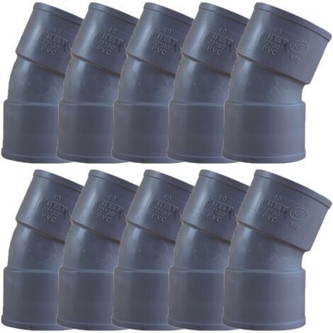 10 coudes PVC 22°30 Femelle Femelle Ø40 - First Plast (1/5)