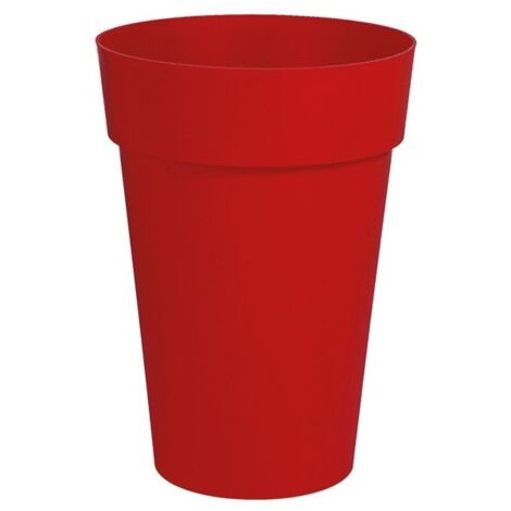 EDA – Vase rond mi-haut 44 cm – Contenance 50 litres – Résistant au gel et UV – Pour extérieur et intérieur – Rouge rubis (1/6)