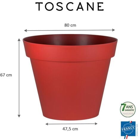 Pot de fleur Toscane Ø80 x 66 cm rond - 170L - Rouge Rubis