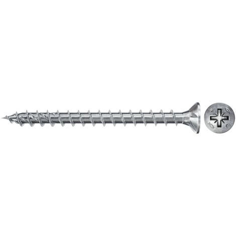 100 Vis Power-Fast FPF-II-CZF Ø5 x 60 mm, tête fraisée PZ, filetage total - Fischer