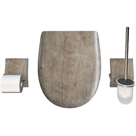 Set OLFA accessoires WC Chêne vieilli mat Descente assistée et déclipsable (1/3)