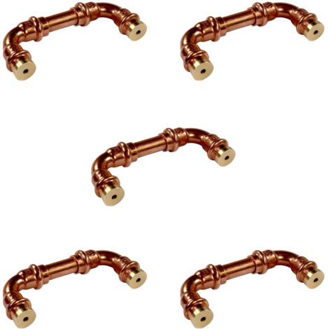 Lot de 5 - Poignée Matière Cuivre Laiton "Rétro" Entraxe 96 cm Ø12 - Arcanaute (1/4)
