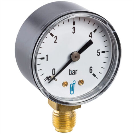Thermador – Manomètre sec radial mâle 1/4" – Ø50mm – Pression 0 à 10 bars – Normes EN 837-1 – Pour installations chauffage central