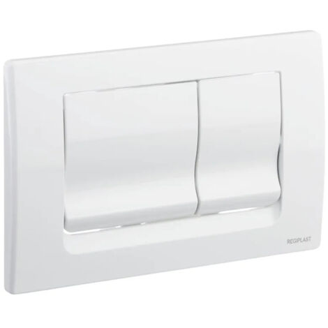 Regiplast – Plaque de commande WC blanche double débit 3/6L – Compatible bâti Césame et Futura – Dimensions 160x245mm – Matériau ABS