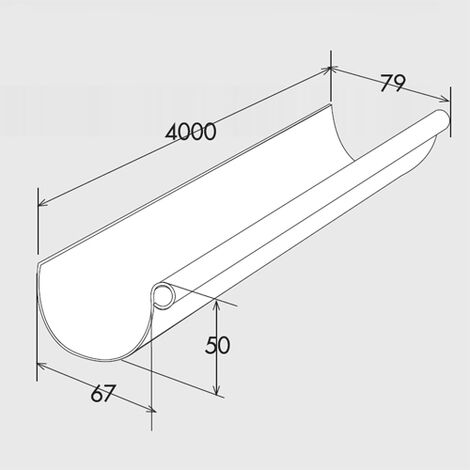 Profilé de gouttière de 25 en PVC, L. 2 m gris - First