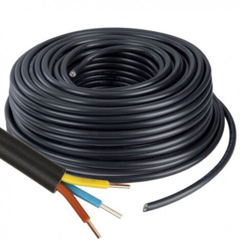 Arcanaute – Câble électrique R2V 3G2.5 mm² – Bobine 50 m – Gaine PVC noir pour installations fixes – Usage extérieur avec protection mécanique