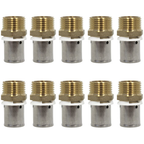 Ibp Bänninger – Lot de 10 raccords PER à sertir Ø16x1,5 – Mâle 1/2' (15/21) – Compatible avec pinces radiales – Corps en laiton durable