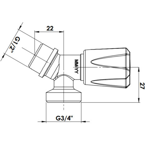 Somatherm – Robinet de machine à laver mâle 1/2' et 3/4' – Corps en laiton chromé CW617N – Compatible lave-linge et lave-vaisselle
