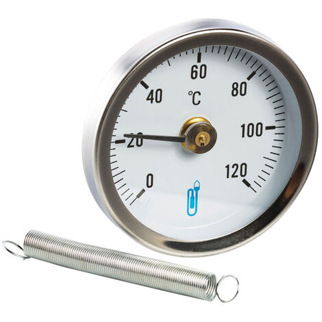 Thermador – Thermomètre applique à ressort 0 à 120°C – Cadran circulaire Ø 63 – Pour tube jusqu'à 1" (26/34) – Garantie 2 ans