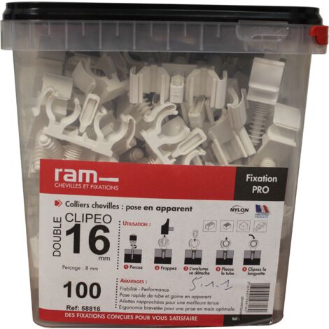 100 CLIPEO double blanc - Fixation pour tube multicouche Ø16 - RAM