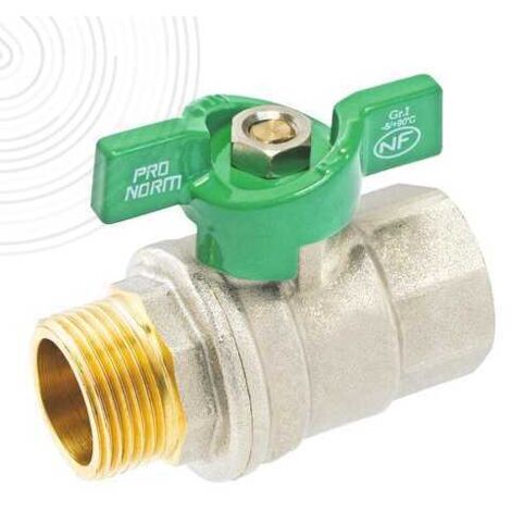 Vanne à sphère NF PN25 Passage Intégral ACS Papillon Vert Mâle/Femelle 1/2" (15/21) SOMATHERM (1/2)