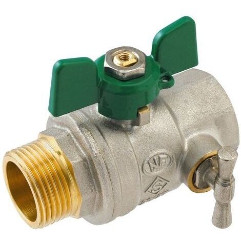 Vanne à sphère NF PN25 Passage Intégral ACS Papillon Vert M/F à purge 1/2" (15/21) SOMATHERM (1/3)