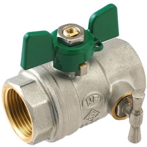 Vanne à sphère NF PN25 Passage Intégral ACS Papillon Vert F/F à purge 1" (26/34) SOMATHERM (1/3)