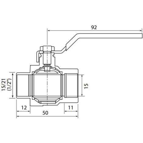 Vanne à sphère NF PN25 Passage Intégral ACS Poignée Verte M/F 1/2" (15/21) SOMATHERM